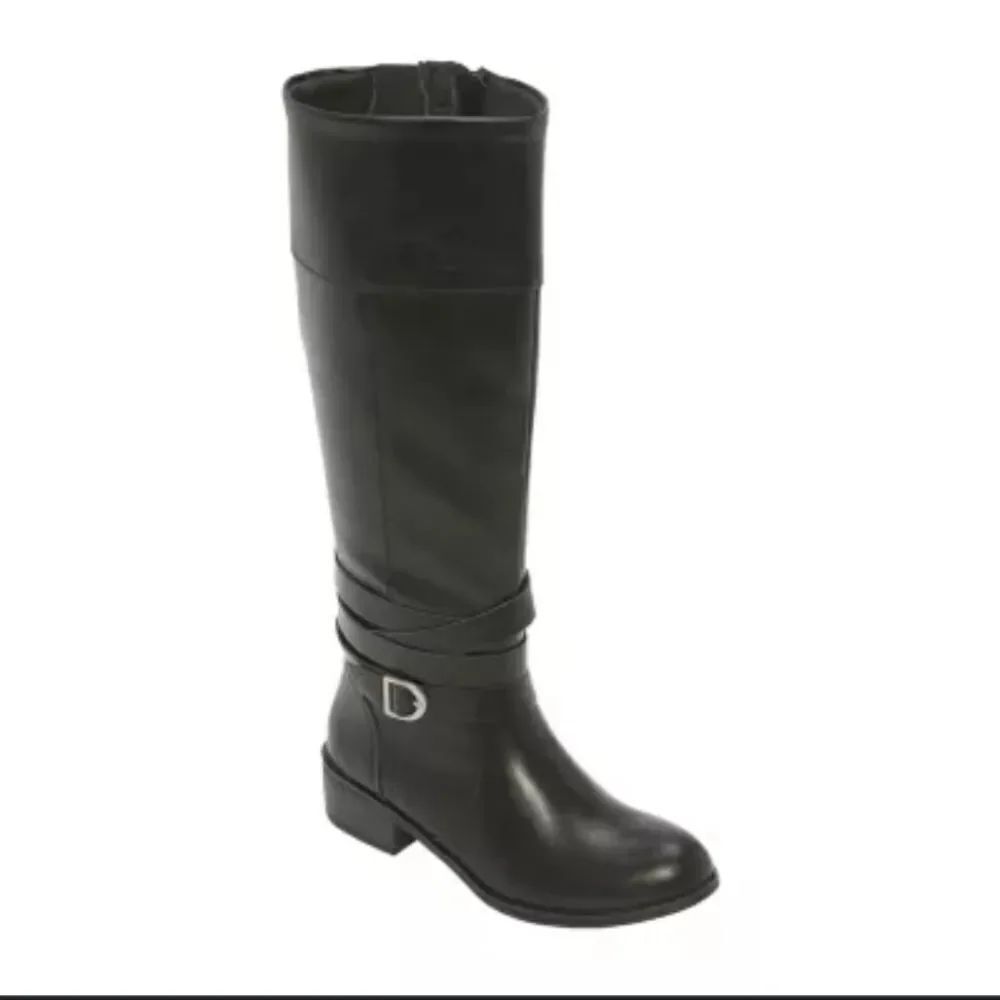 ST. JOHN'S BAY WOMEN'S DOUGLAS WIDE CALF BLOCK HEEL RIDING BOOTS WIDE WIDTH